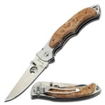 ER-519 FOLDER ELK RIDGE (ER-519) FOLDER- 4.25" CLOSED, LIMAPLE BURL HANDLE