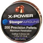 STOEGER X-POWER AIRGUN PELLETS, .22 CAL 200 COUNT Stoeger X-Power AirGun Pellets, .22 Cal / 5.5mm, 21.12 gr, 200 count