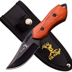 ELK RIDGE ER-562WD Elk Ridge Fixed Blade 6" - Brown Pakkawood Handle Black Blade