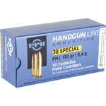 PPH38SF PPU Handgun Line Ammunition - 38 Special FML 130 gr 8.4g 50 Centerfire Pistol Cartridges