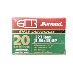 BARNAUL AR223SP .223 REMINGTON 62GR SOFT-POINT 20-PACK