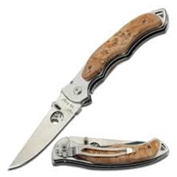 ER-519 FOLDER ELK RIDGE (ER-519) FOLDER- 4.25" CLOSED, LIMAPLE BURL HANDLE