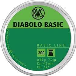 DIABOLO BASIC .177 CAL FLAT NOSE TARGET AMMO RWS Diabolo Basic .177 Caliber 7 Grains Flat Nose Target Ammo - QTY: 300