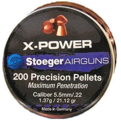 STOEGER X-POWER AIRGUN PELLETS, .22 CAL 200 COUNT Stoeger X-Power AirGun Pellets, .22 Cal / 5.5mm, 21.12 gr, 200 count