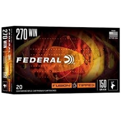 Federal Ammunition (F270TFS2) FUSION TIPPED 270WIN, 150GR Federal Fusion Tipped, 270gr Polymer Tipped Bonded, 20rds