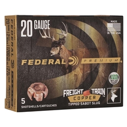 Federal Ammunition P208FT FREIGHT TRAIN Federam Premium 20GA x 2 3/4" 1700FPS 275Grain Freight Train Copper Tipped Sabot Slug