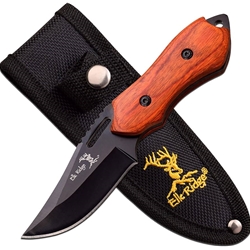 ELK RIDGE ER-562WD Elk Ridge Fixed Blade 6" - Brown Pakkawood Handle Black Blade