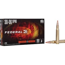 Federal Ammunition (F3006TFS3) FUSION 30-06SPRG, 180GR TIPPED FEDERAL (F3006TFS3) FUSION TIPPED 30-06 SPRG, 180GR, POLYMER TIPPED BONDED, 20RDS