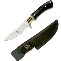 ELK RIDGE ER-087 Elk Ridge Fixed Blade 8.5" Full Tang - Jig Bone and Black Wood Handle with leather sheath