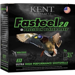 Kent Cartridge K12235FS40-2 Kent Fasteel 2/0 Precision Plated Steel Ultra high Performance Shotshells 12GA x 3 1/2" 1 3/8 Load Charge 2 Shot Size 25shells