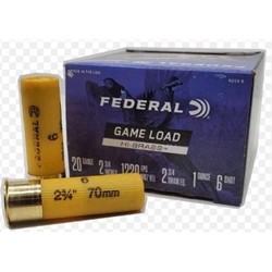Federal Ammunition GAME LOAD, HI-BRASS, 20GA X 2 3/4" #6 (H2046)