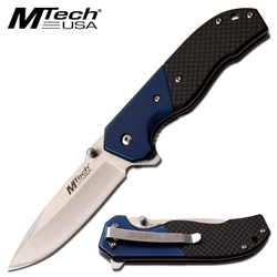 M TECH USA MT-1066BL MTECH USA Manual Folder 4/75" Carbon Fiber Handle - Blue