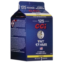 923CC CCI VNT Polymer Tipped 17HMR 17 Grain 2650 FPS Milk Crate 125 Rounds