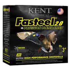 Kent Cartridge FASTEEL + , 20GA X 3", #2X4 (K203FSP28-2X4) Kent Fasteel +, 20GA X 3", 7/8oz, 1350fps, # 2X4, 25rds