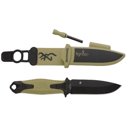 BROWNING IGNITE 2 OD GREEN Browning Ignite 2 knife, OD Green, with fire striker