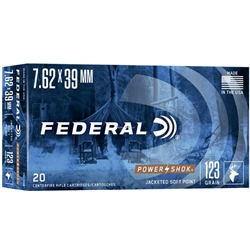 Federal Ammunition 76239B Federal Power Shok 7.62x39 Jacketed Soft POint 123 Grain