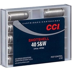 3740 40 S&W SHOTSHELL 3/16OZ #9 CCI 40 S&W Shotshell 3/16oz #9 Shot, 10 Cartridges